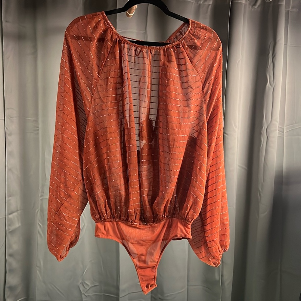 Free People Intimately Brown Body Suit w/Blouse